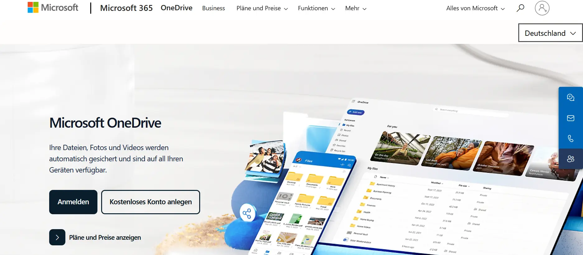 Die Startseite von Microsoft OneDrive Bild: Die Startseite von Microsoft OneDrive