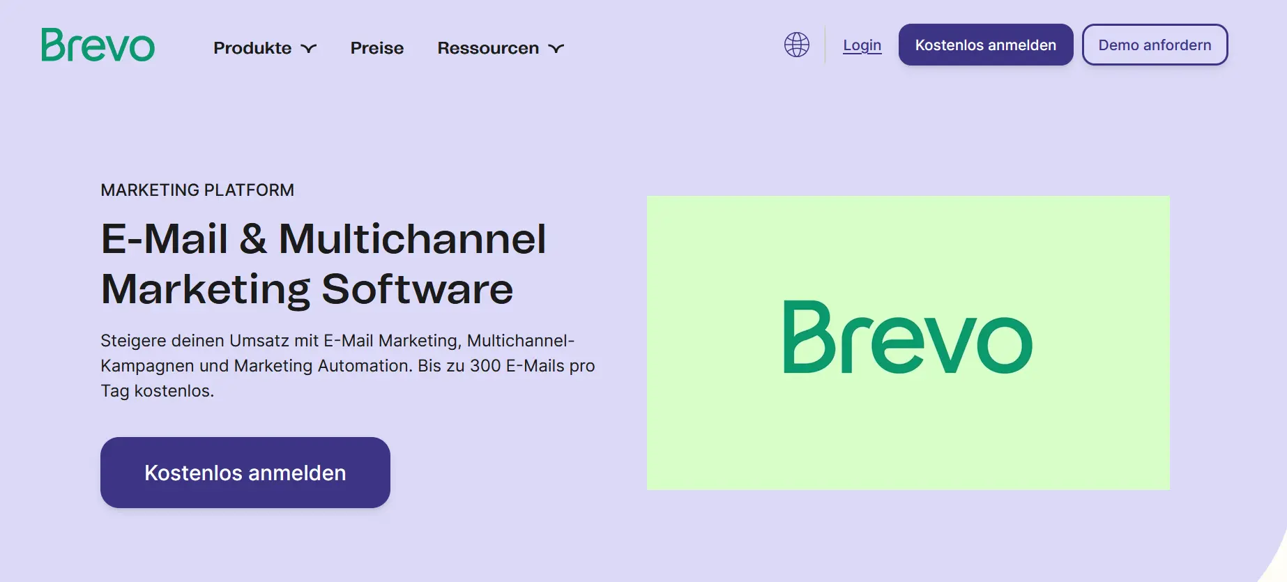 Homepage Brevo Marketing-Plattform Bild: Homepage Brevo Marketing-Plattform