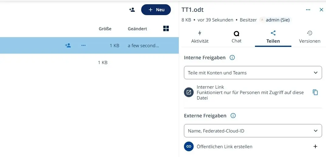 Bild: Nextcloud: Dateifreigabe