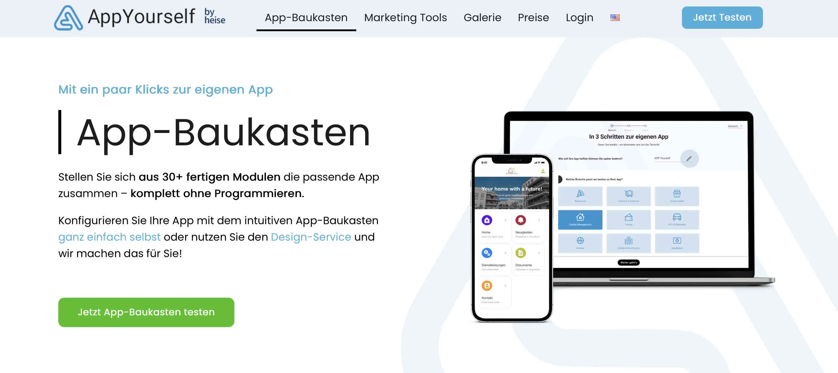 Homepage des App-Creators AppYourself Bild: Homepage des App-Creators AppYourself