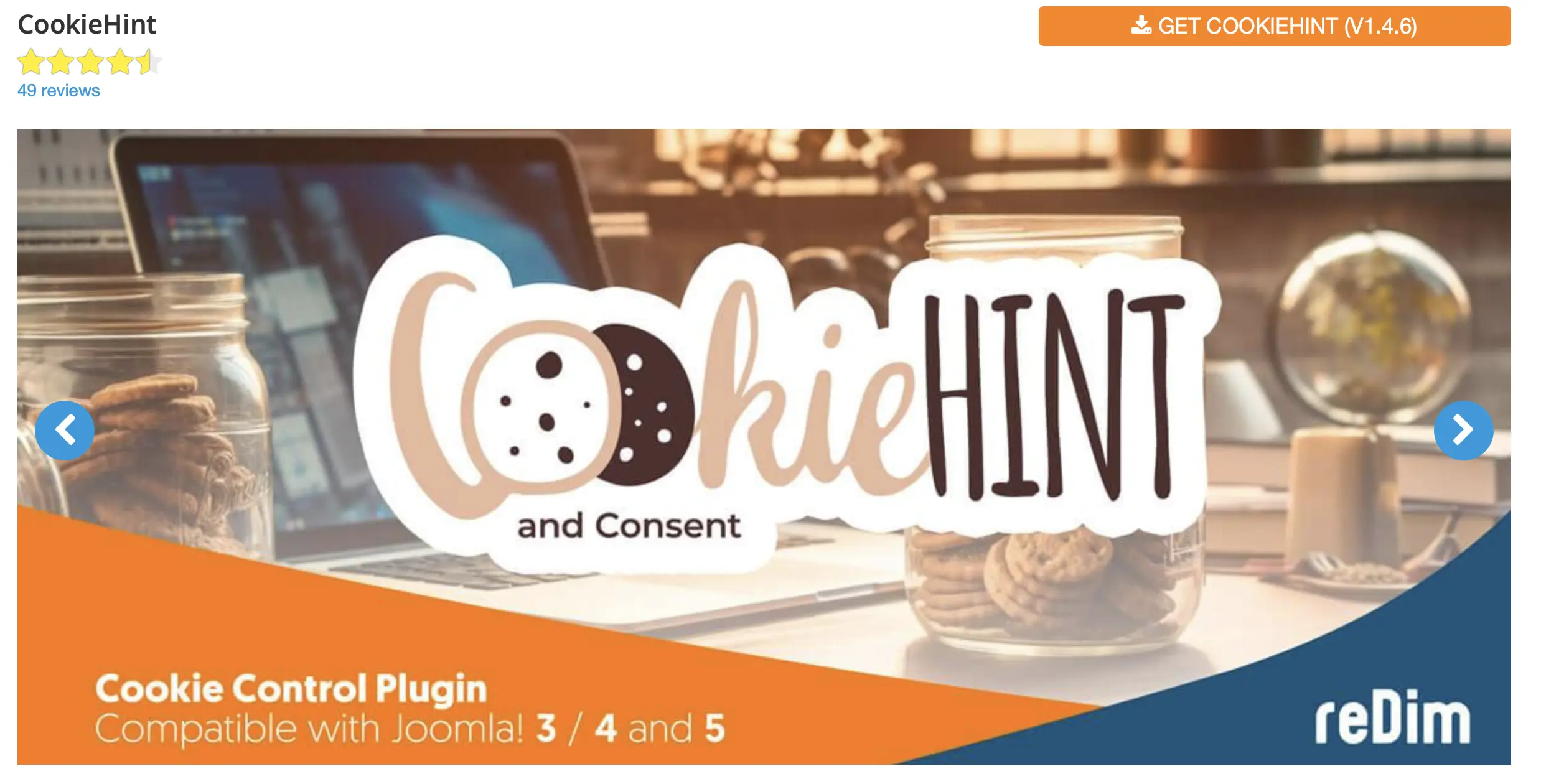 Bild: Website-Screenshot der Joomla-Extension CookieHint and Consent
