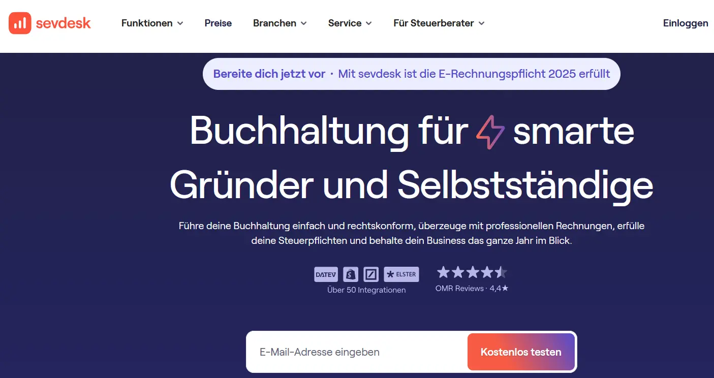 sevdesk-Website-Screenshot Bild: sevdesk-Website-Screenshot