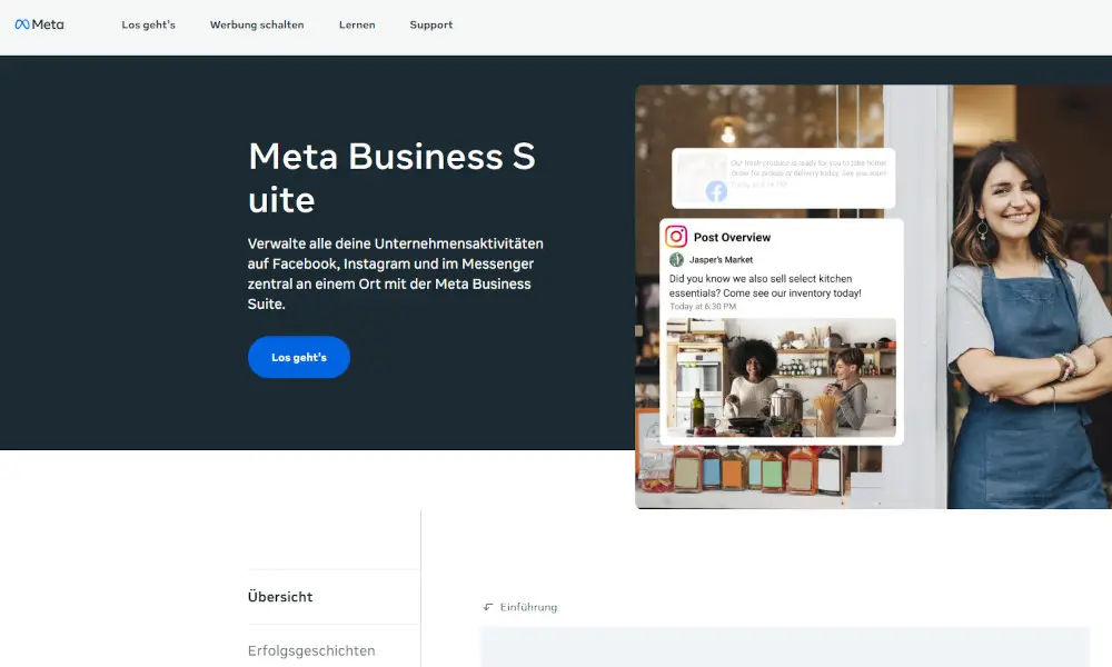 Die Startseite der Meta Business Suite Bild: Die Startseite der Meta Business Suite