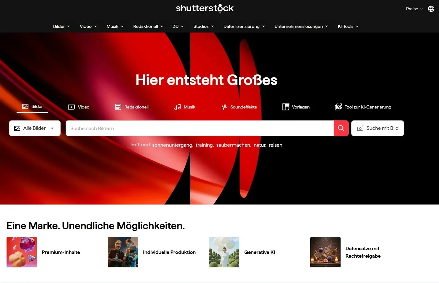 Bild: Startseite von Shutterstock
