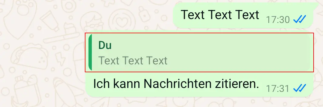 Bild: Android-Screenshot eines WhatsApp-Chats mit zitierter Nachricht