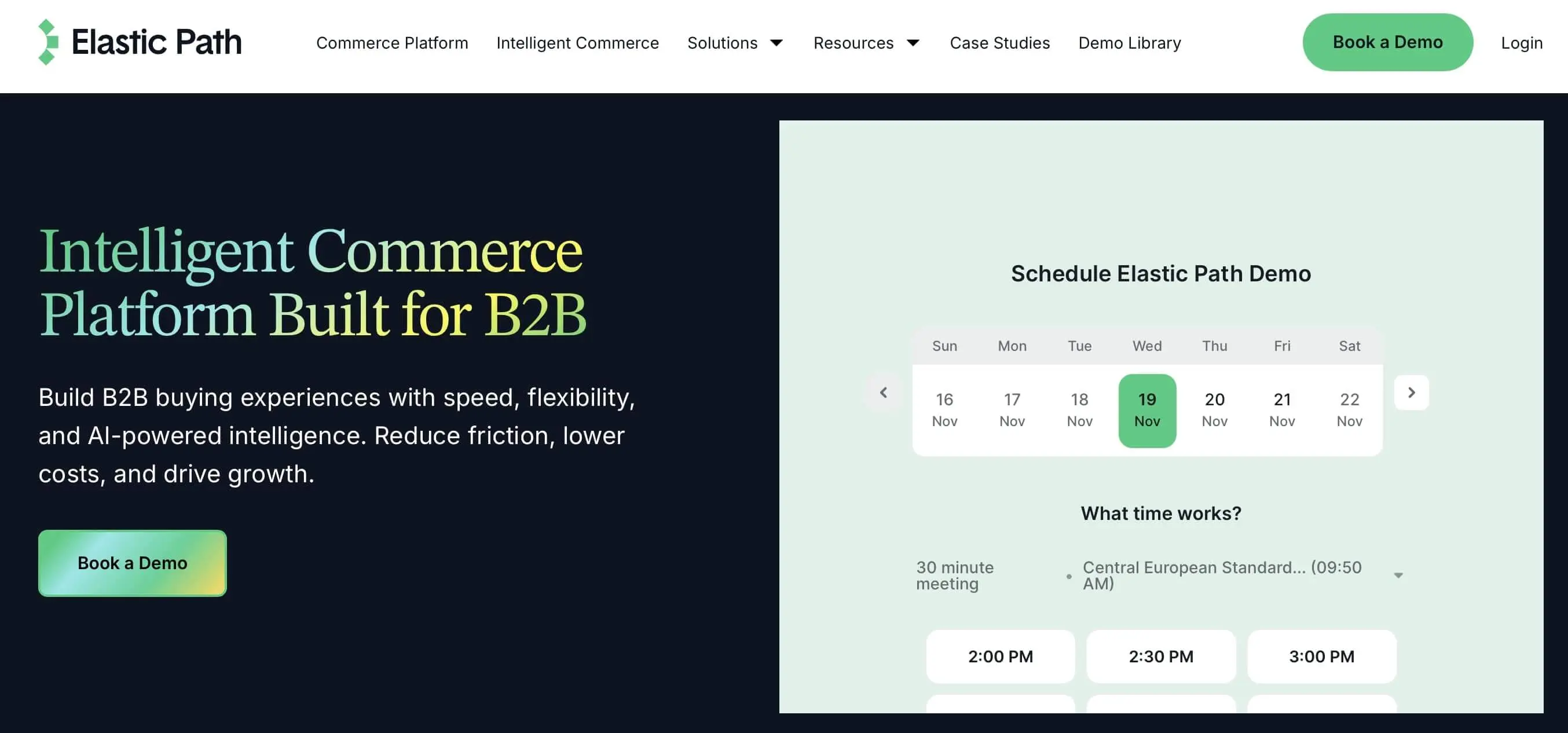 Bild: Screenshot der Elastic Path-Website