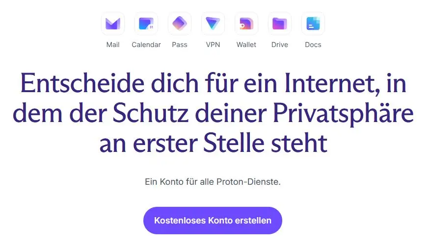 Bild: Website von Proton Mail