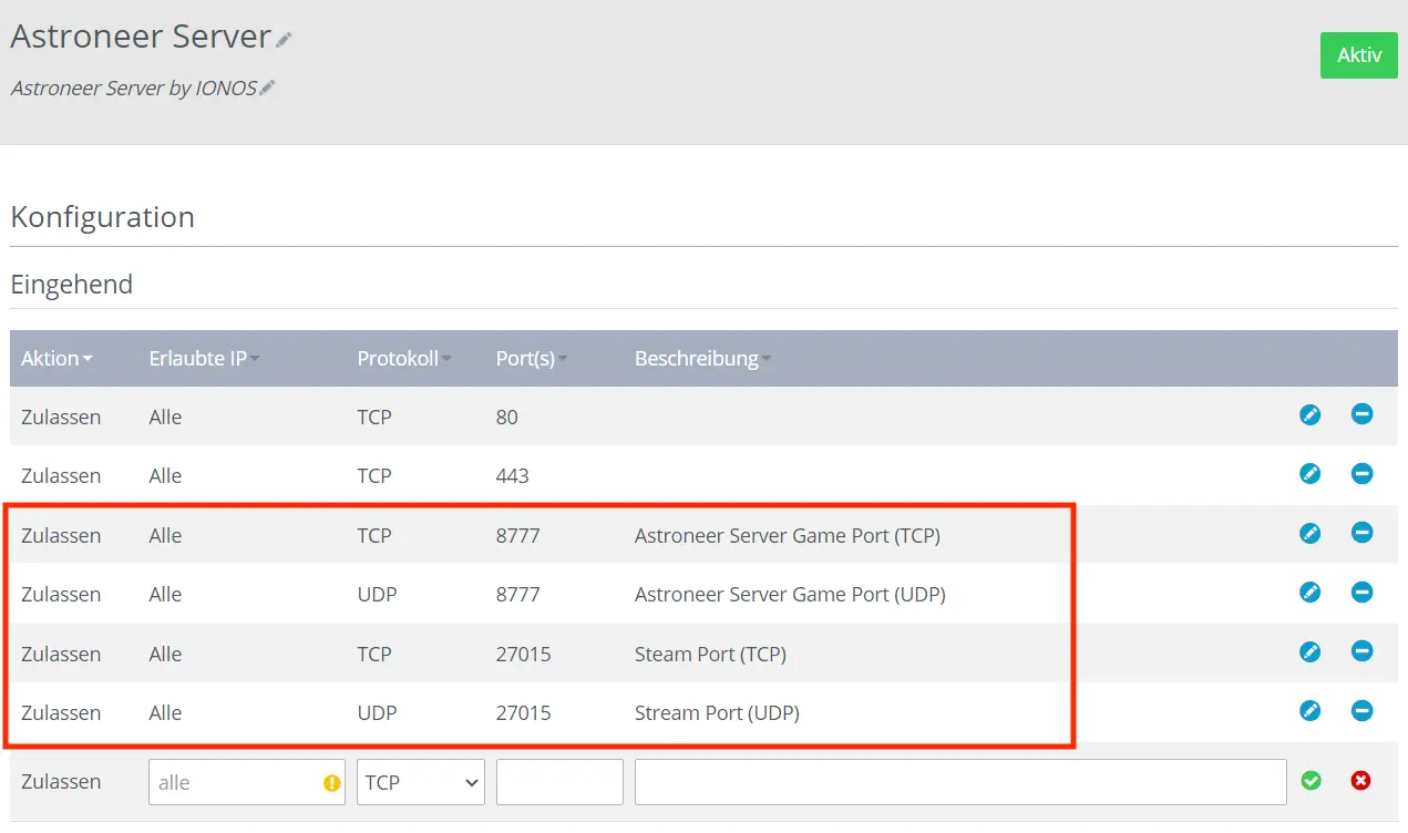 Screenshot des IONOS Cloud Panels: Firewall-Regeln hinzufügen Bild: Screenshot des IONOS Cloud Panels: Firewall-Regeln hinzufügen