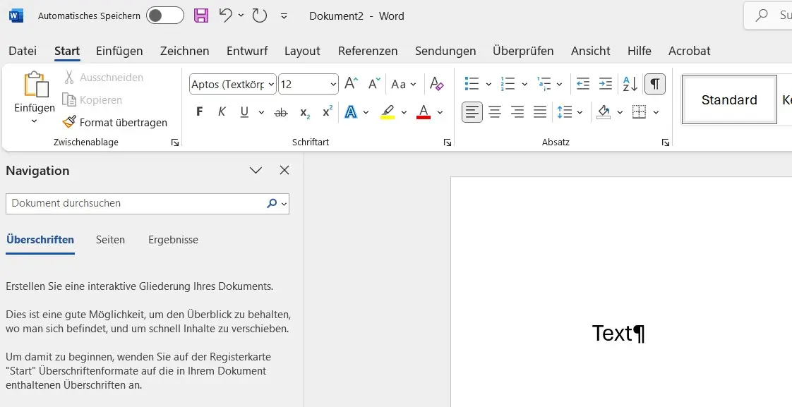 Bild: Screenshot von Microsoft Word