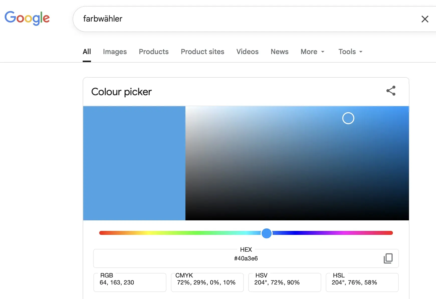 Bild: Farbwähler in der Google-Suchmaschine