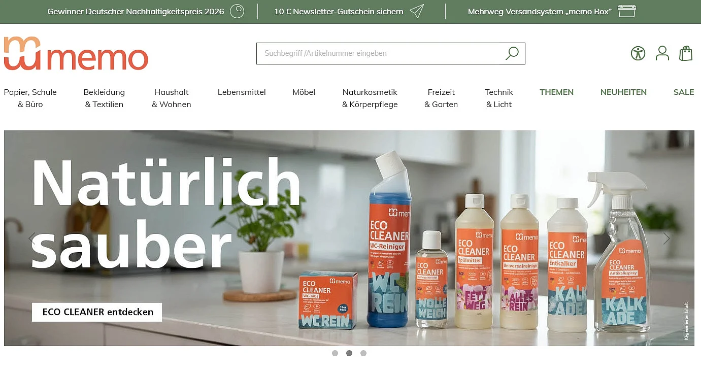 Bild: Der Onlineshop memo.de