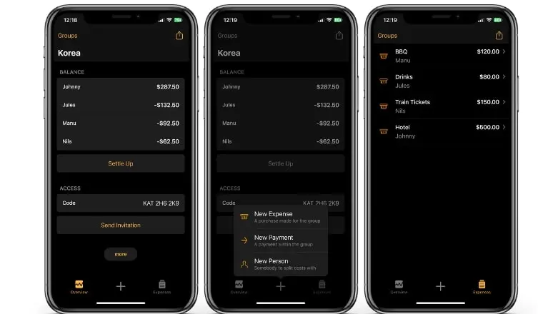 Bild: Ansichten der Splid-App