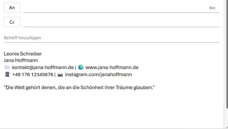 Private E-Mail-Signatur Bild: Private E-Mail-Signatur