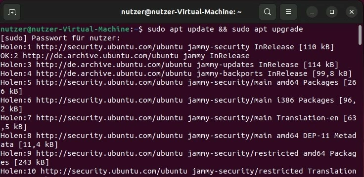 Bild: Ubuntu 22.04: Aktualisierung via Terminal