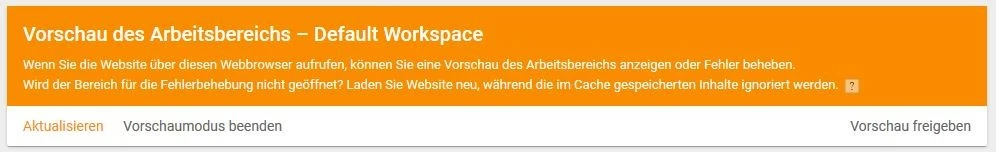 Google Tag Manager: Meldung bei aktiviertem Vorschaumodus