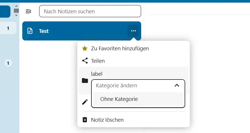 Nextcloud Notes: Kategorie ändern Bild: Nextcloud Notes: Kategorie ändern