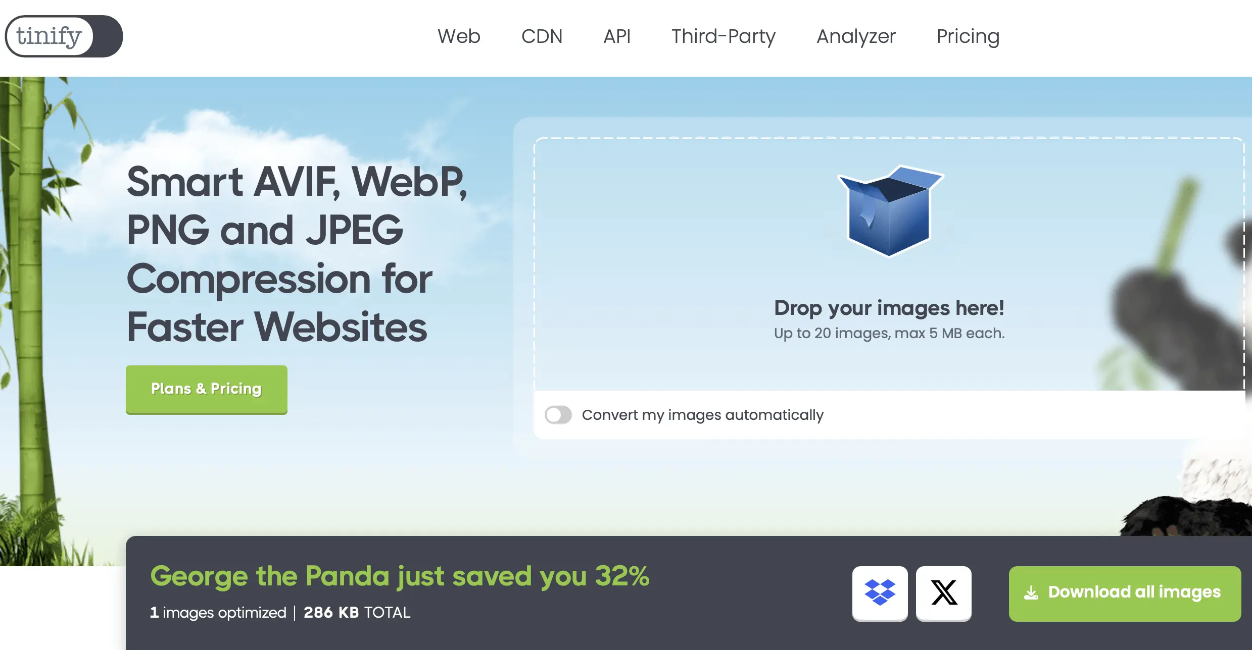 Screenshot der TinyPNG-Website Bild: Screenshot der TinyPNG-Website