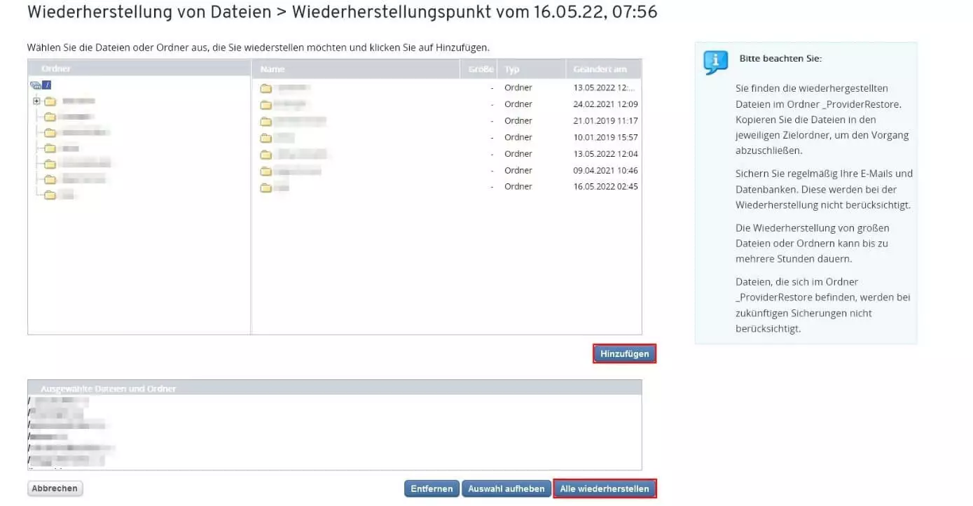 Bild: Joomla-Backup-Einbindung im IONOS Cloud Panel