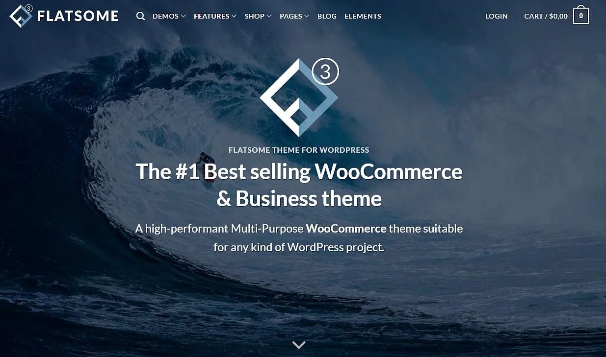Bild: Vorschau des WordPress-Themes Flatsome auf der offiziellen Demo-Seite