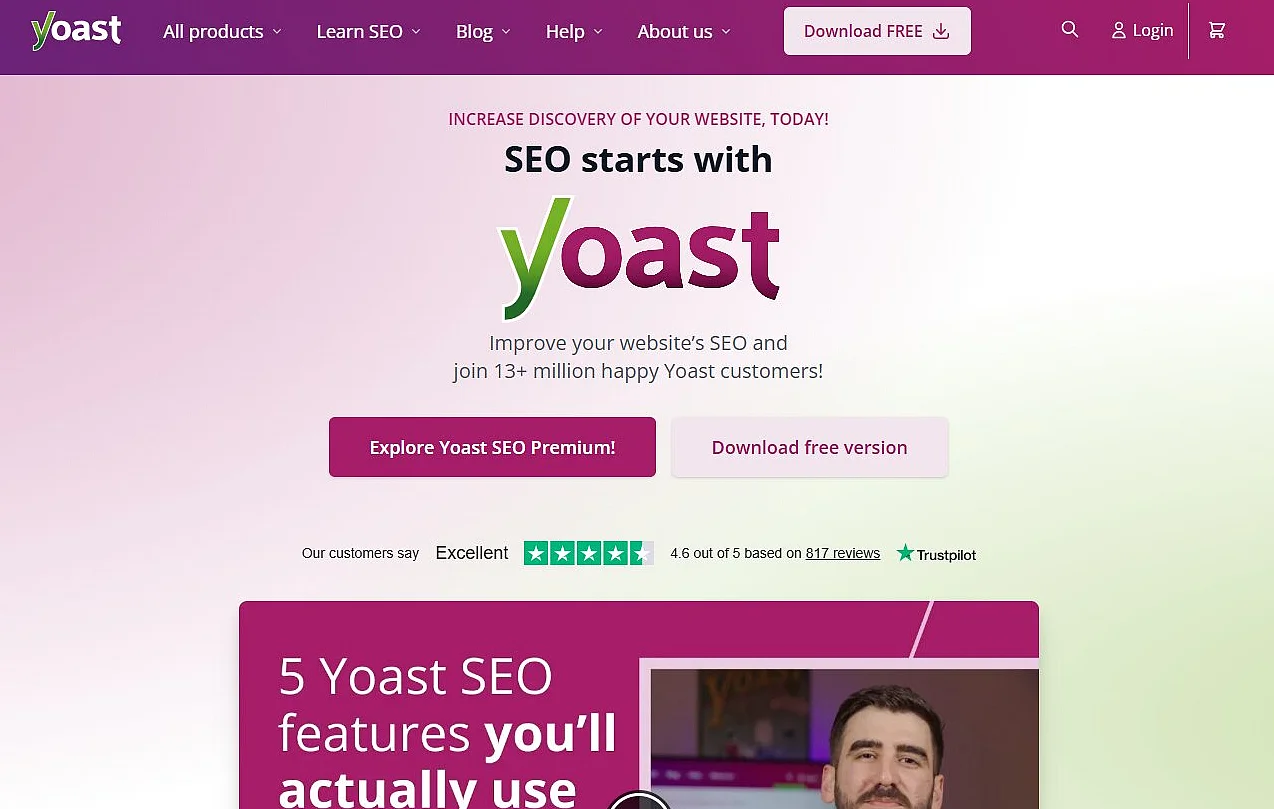 Bild: Homepage des WordPress-Plugins Yoast