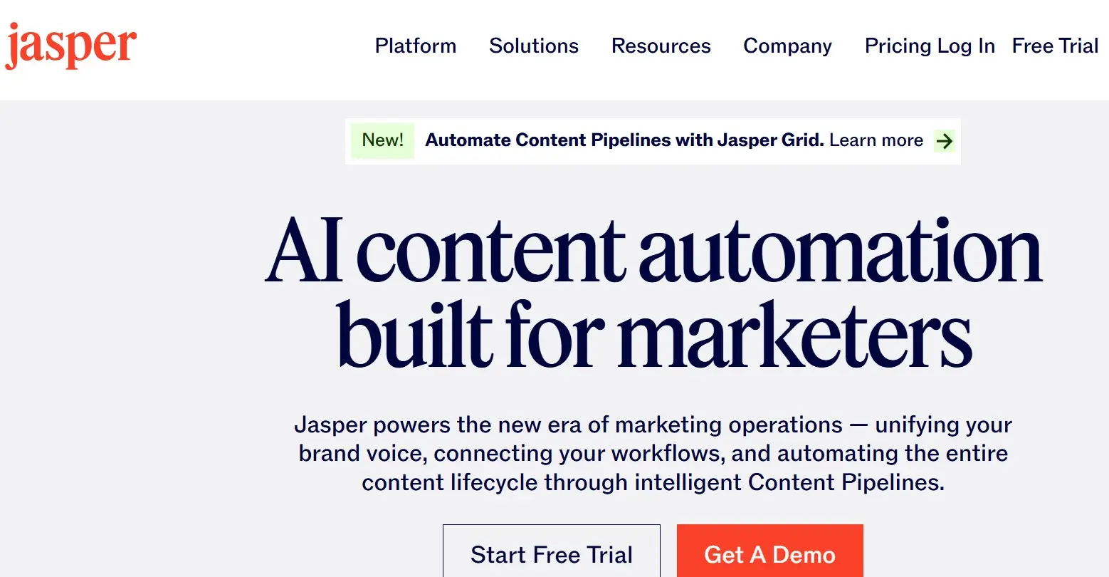 Homepage von Jasper AI Bild: Homepage von Jasper AI