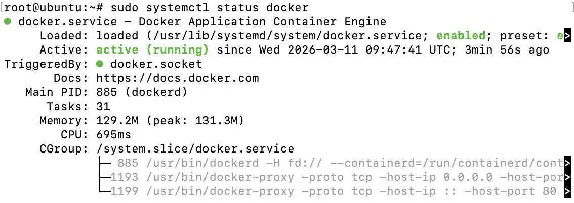 Statusanzeige von Docker Bild: Statusanzeige von Docker