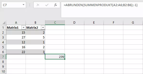 ABRUNDEN und SUMMENPRODUKT in einer Formel