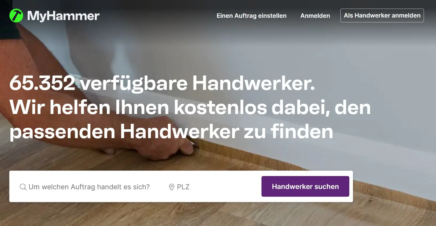 MyHammer Landingpage Bild: MyHammer Landingpage