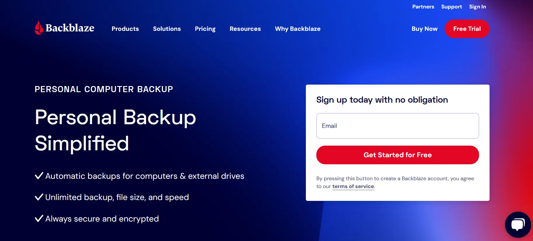 Screenshot der Homepage von Backblaze Bild: Screenshot der Homepage von Backblaze