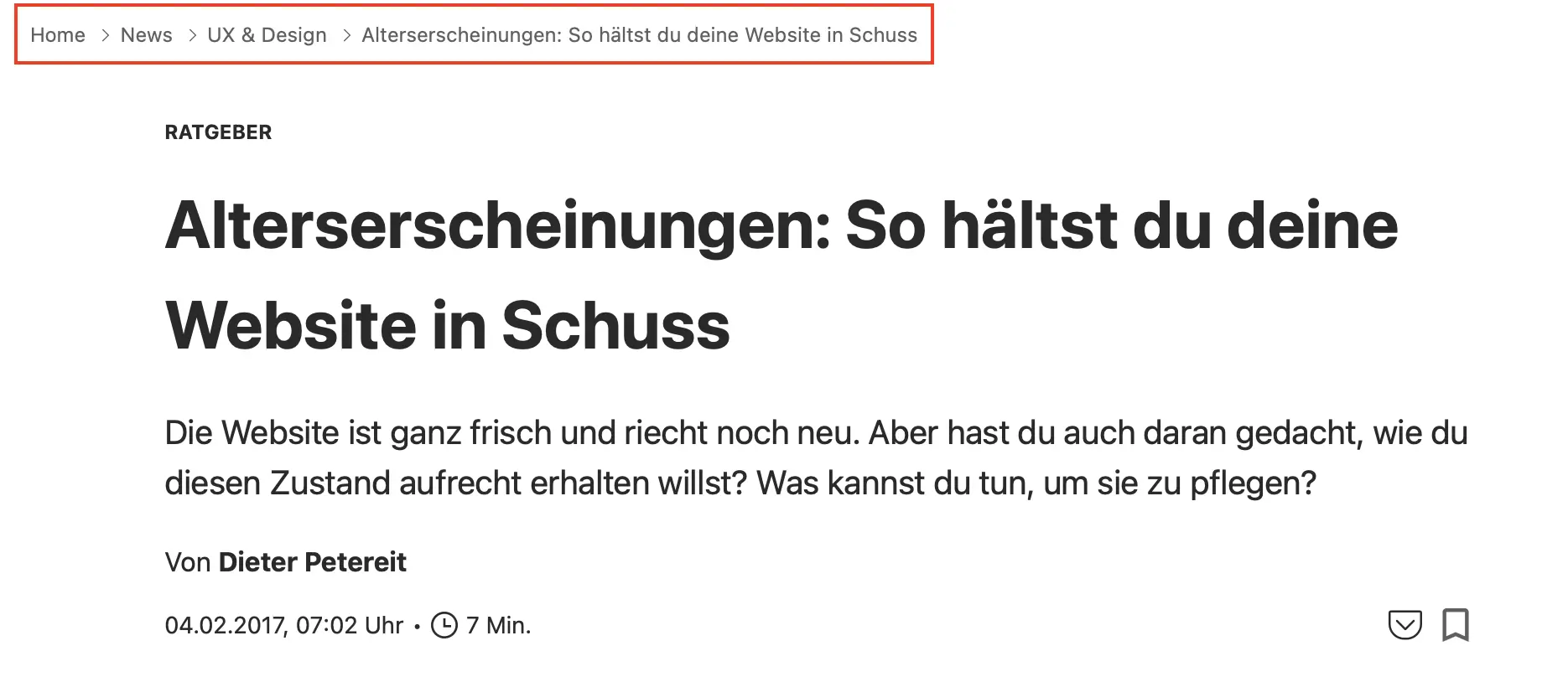 Screenshot der Website von t3n Bild: Screenshot der Website von t3n