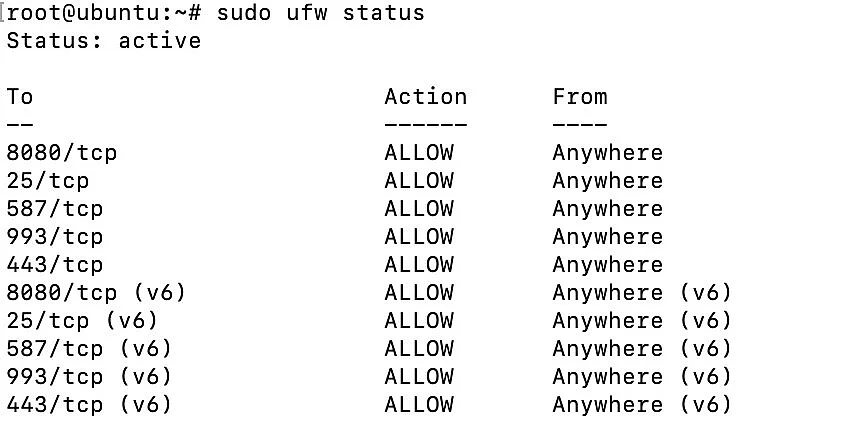 Bild: Status der Firewall