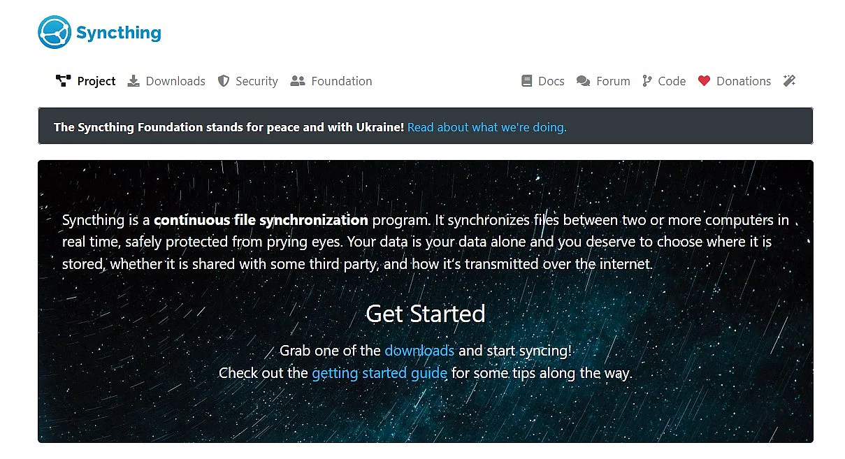 Bild: Syncthing-Startseite