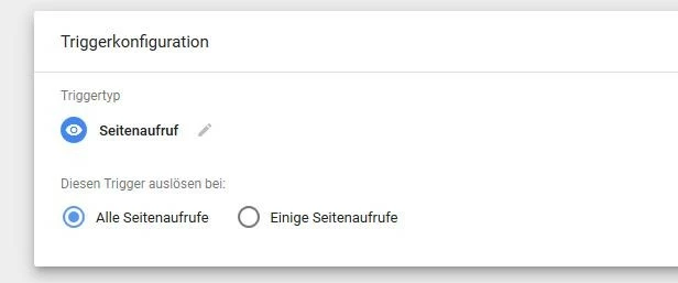 GTM: Konfiguration des „Seitenaufruf“-Triggers