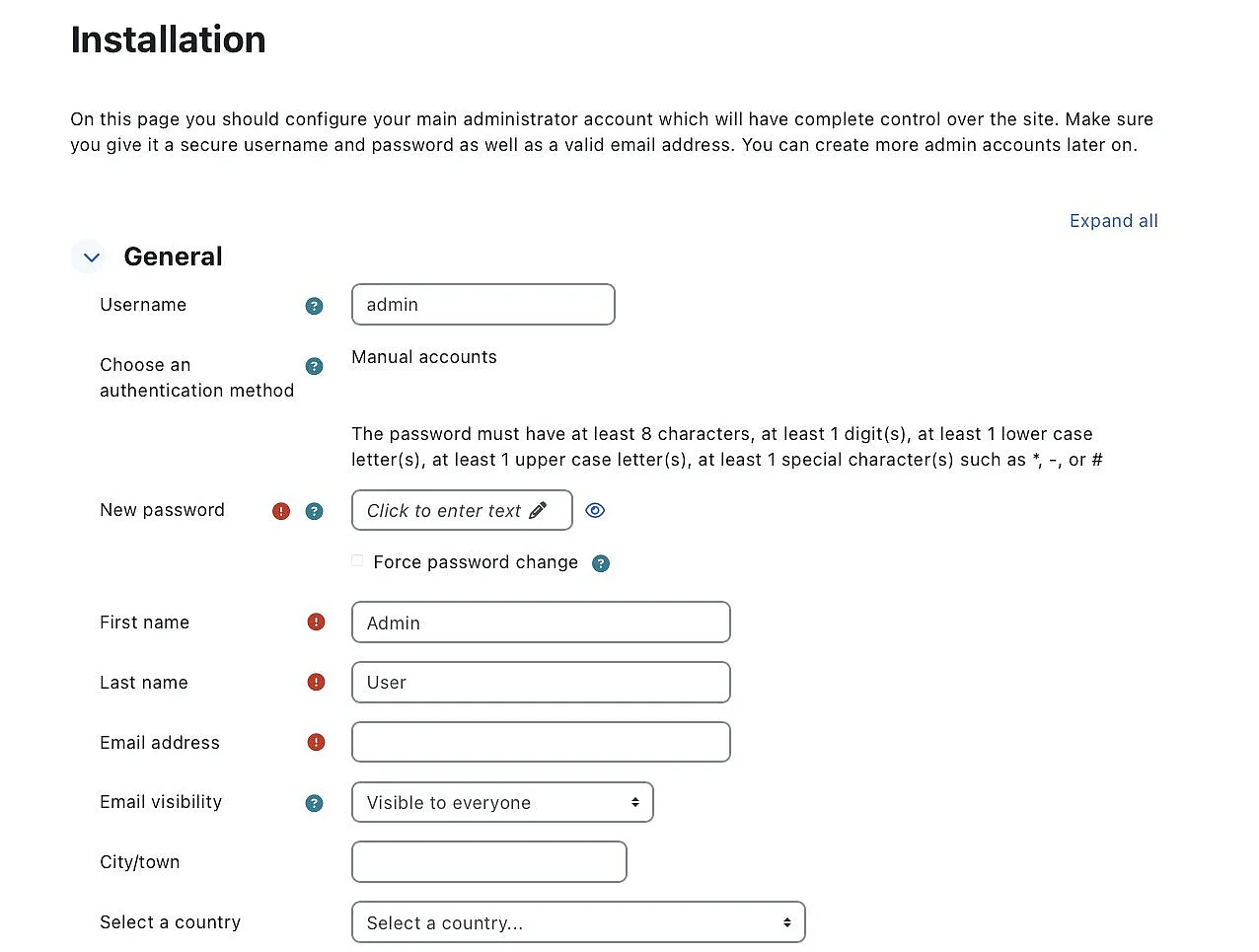 Moodle-Admin festlegen Bild: Moodle-Admin festlegen