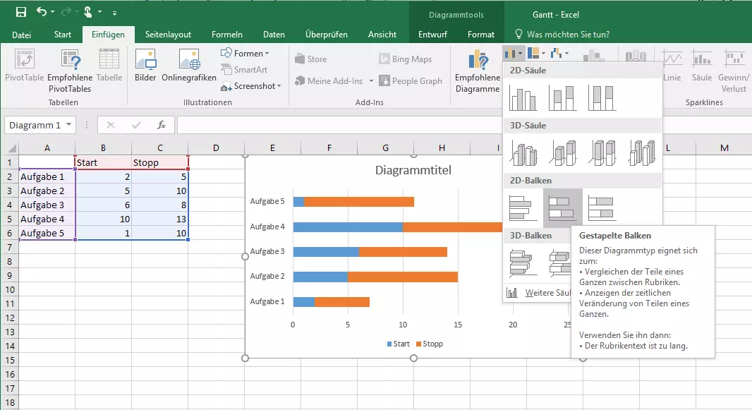 Balkendiagramm in Excel