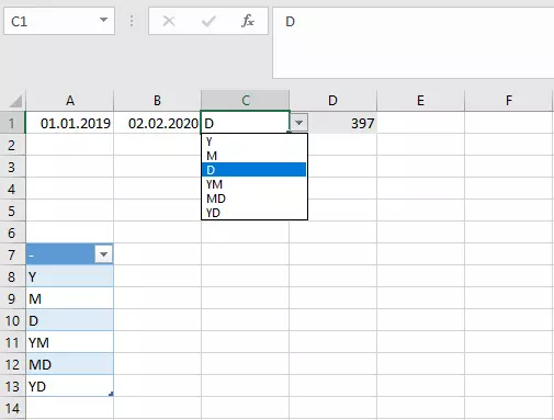 DATEDIF als Formular