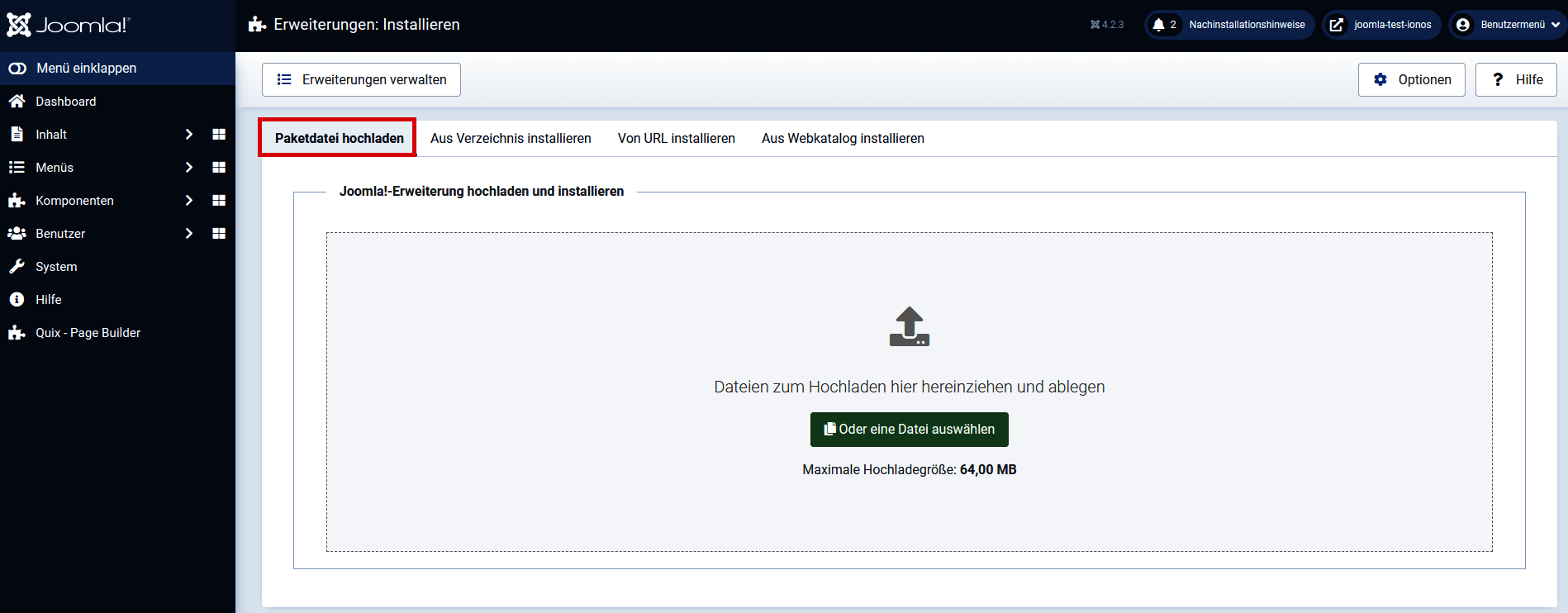 JoomlaTemplate installieren in nur wenigen Klicks IONOS