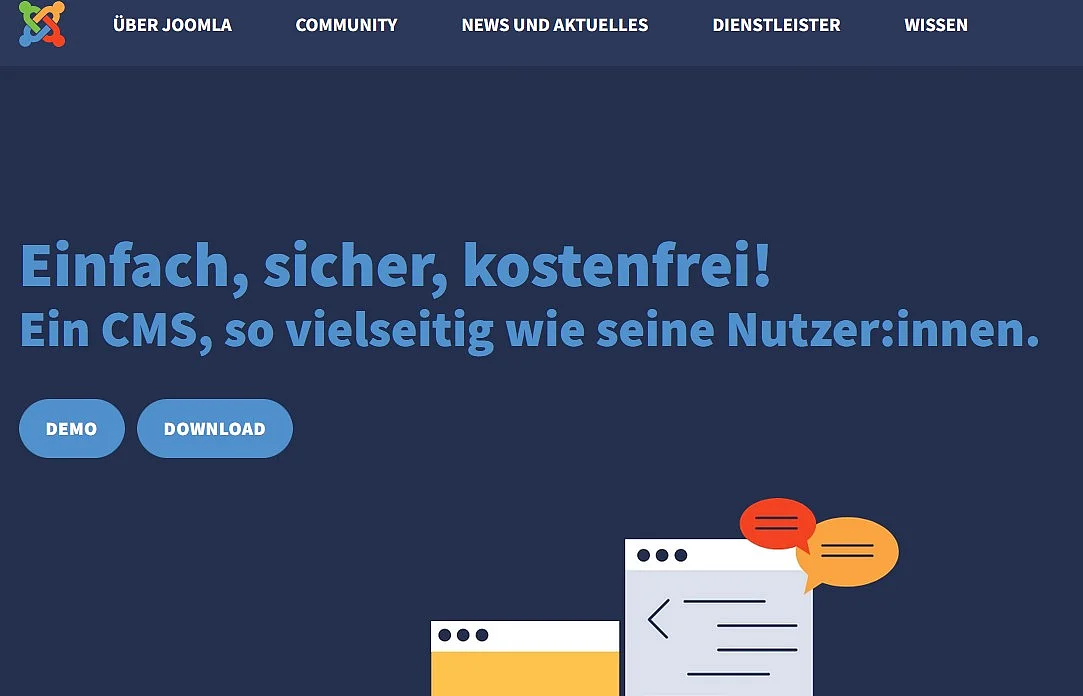 Startseite des quelloffenen CMS-Projekts Joomla! Bild: Startseite des quelloffenen CMS-Projekts Joomla!