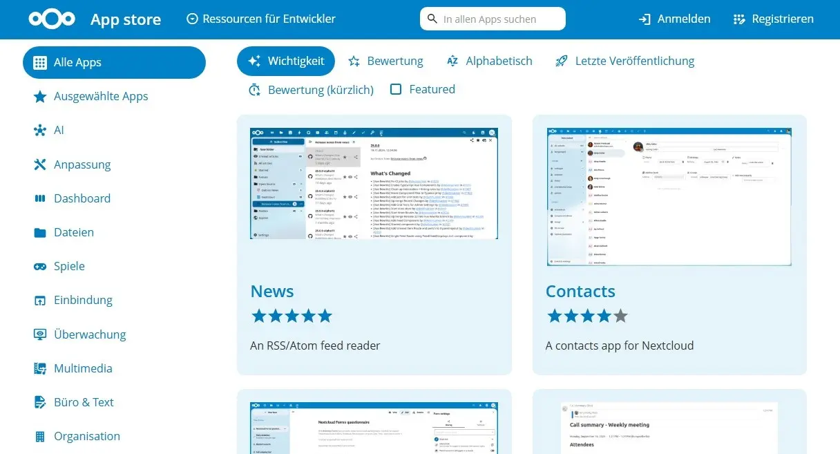 Bild: Nextcloud App Store