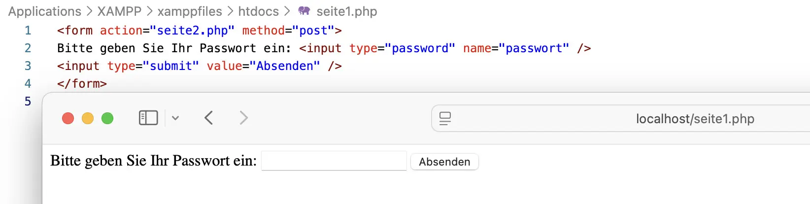 Bild: Weboberfl&auml;che des HTML-Formulars zur Passwortabfrage