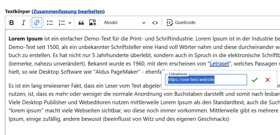 Link setzen in Drupal Bild: Link setzen in Drupal