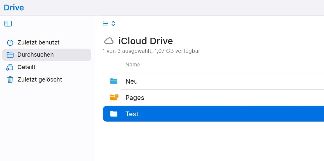 Bild: Benutzeroberfläche von iCloud Drive im Web