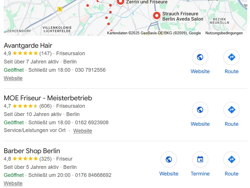 Bild: Lokales Suchresultat für „Friseur Berlin“