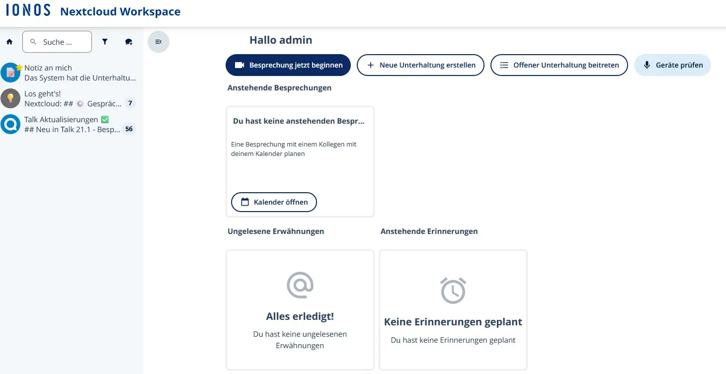 Bild: Nextcloud Workspace: Talk