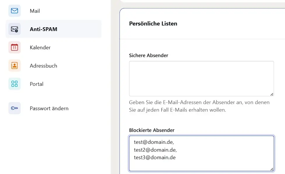 Bild: IONOS Blacklist Beispiel