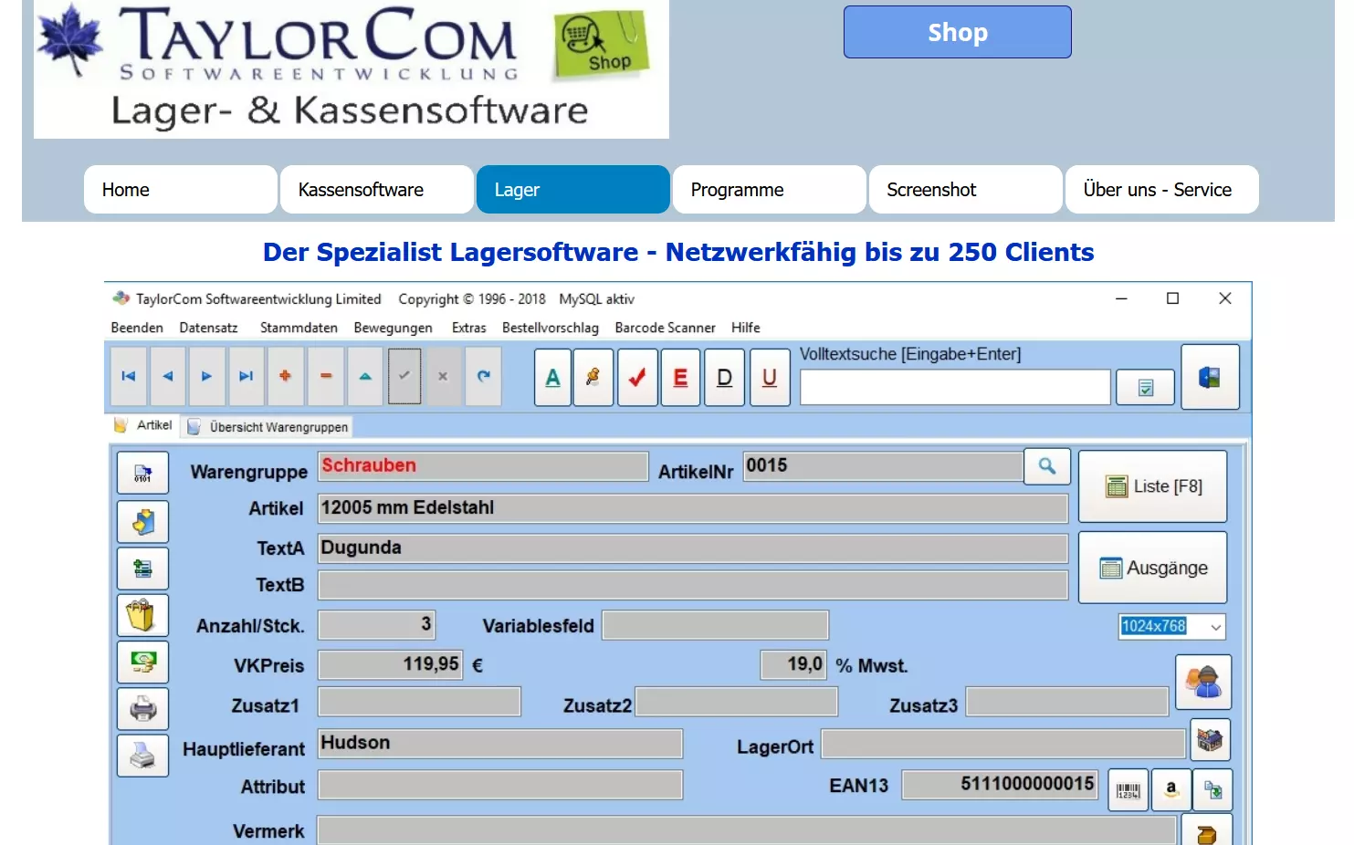 Screenshot von der TaylorCom-Website Bild: Screenshot von der TaylorCom-Website