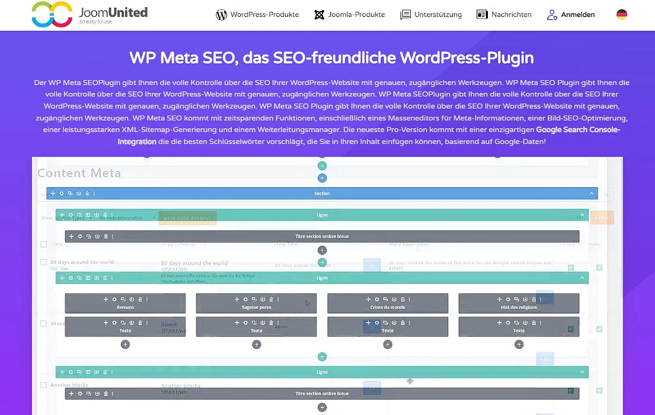 Bild: Website der WordPress-Extension WP Meta SEO