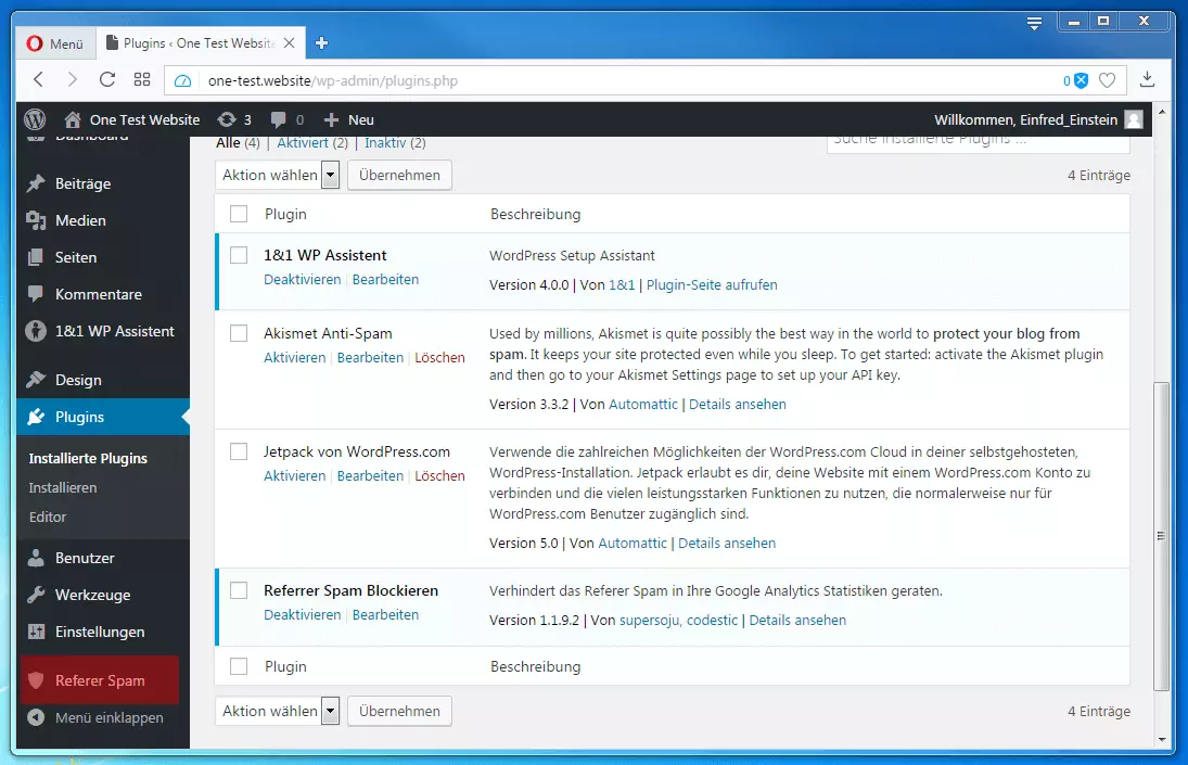 Bild: WordPress-Backend: Plug-in-Management