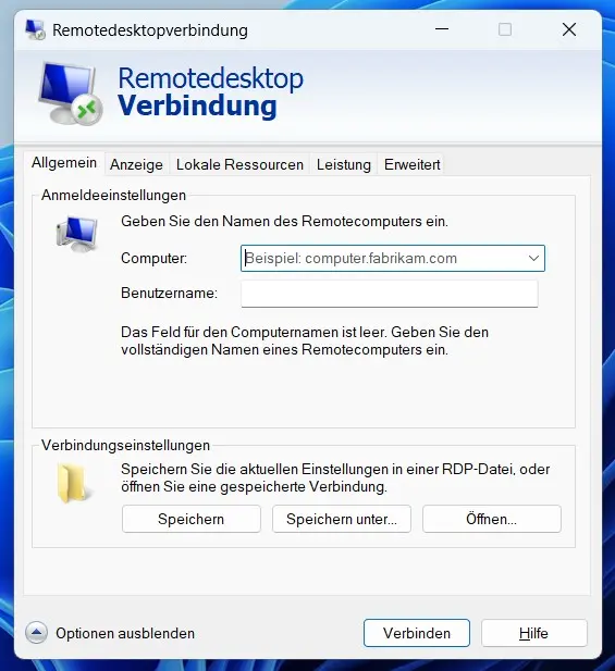 Bild: Remotedesktop-Verbindung RDP-Client