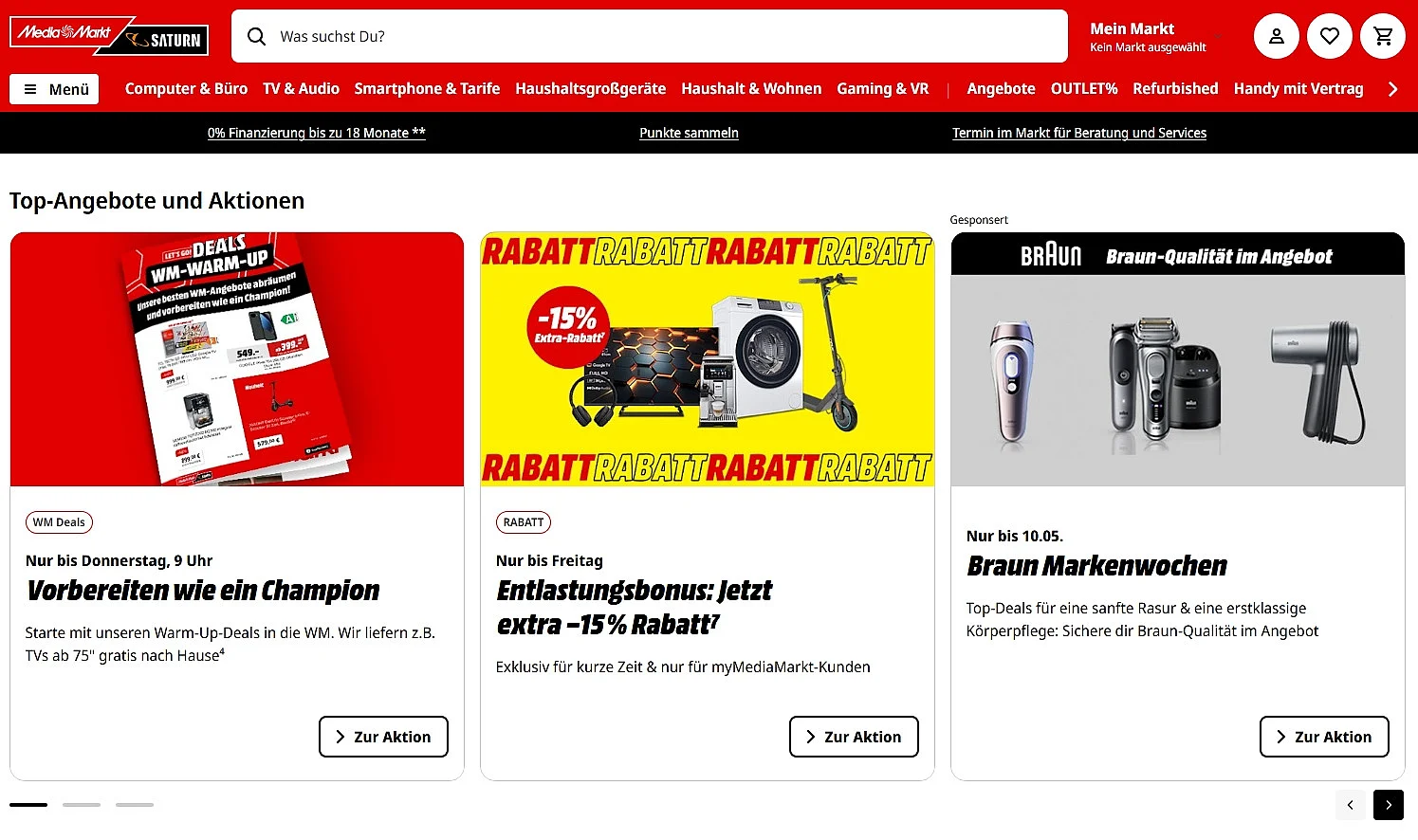 Bild: Der Onlineshop von MediaMarkt / Saturn
